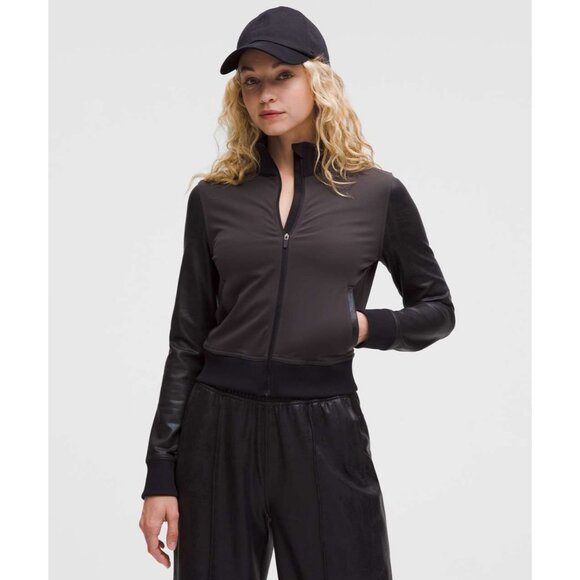 Lululemon Everlux Full-Zip Jacket Matte Foil Black Size 4 Womens Lightweight - Picture 1 of 3